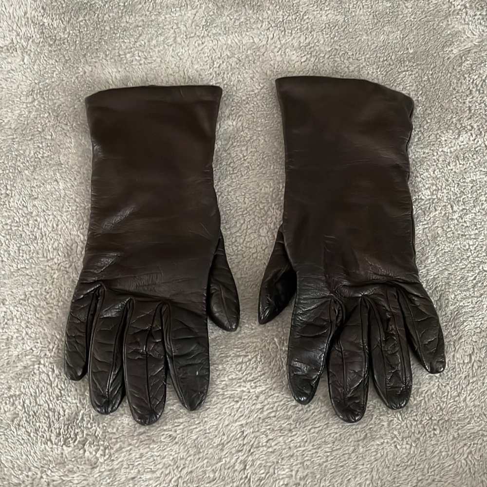 COACH brown leather gloves